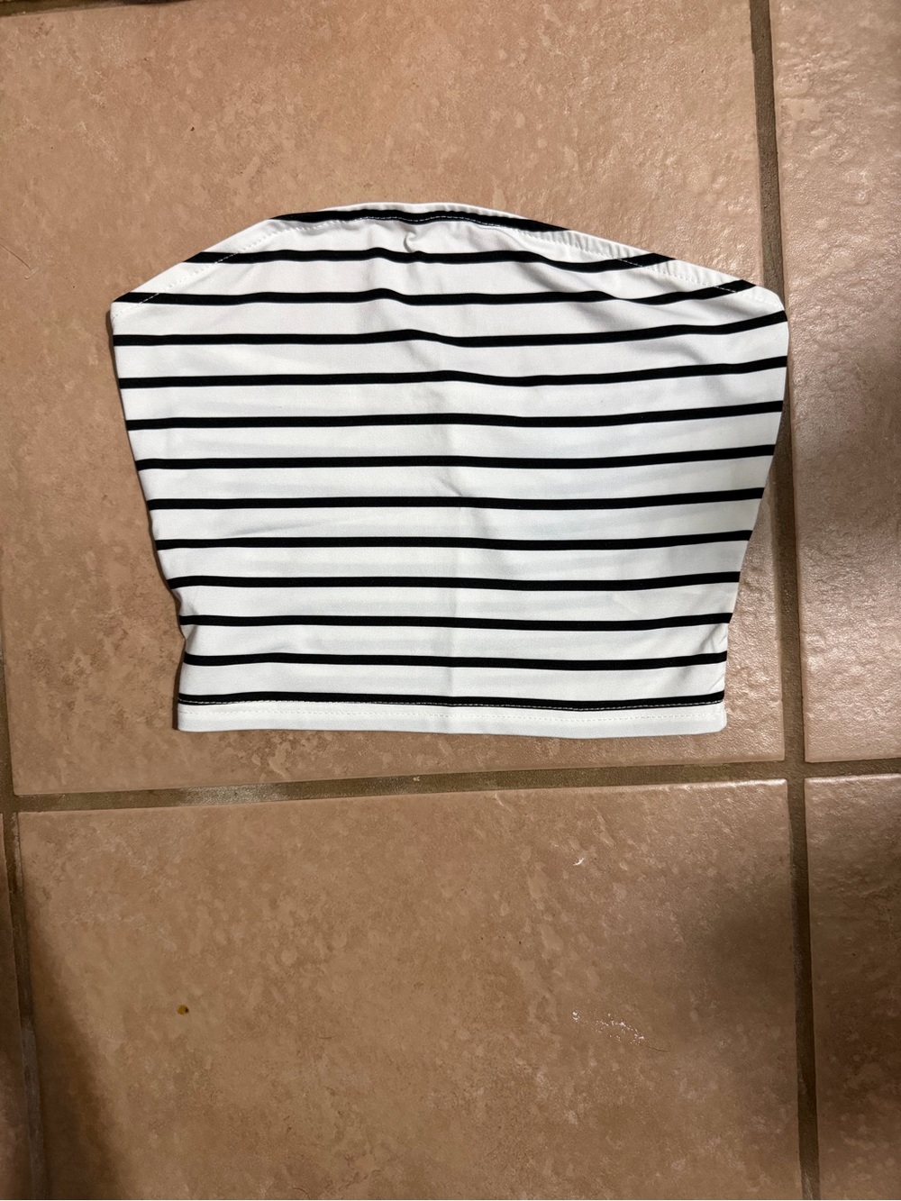 SHEIN Black & White Striped Bandeau Camisole